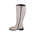 Woman's boot in dove grey leather with zipper heel 3 - Available sizes:  32, 33, 34, 35