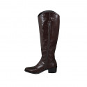 Bota tejana para mujer con media cremallera en piel marron oscura tacon 4 - Tallas disponibles:  32, 33, 35, 42, 47