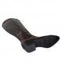 Bota tejana para mujer con media cremallera en piel marron oscura tacon 4 - Tallas disponibles:  32, 33, 35, 42, 47