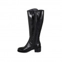 Woman's boot with zipper in black leather with heel 5 - Available sizes:  32, 35, 44, 46