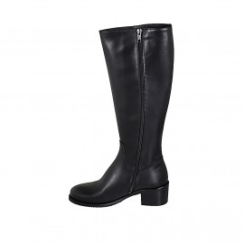 Bottes pour femmes avec fermeture éclair en cuir noir avec talon 5 - Pointures disponibles:  35, 43, 44, 46 2