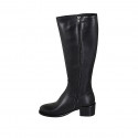Stivale da donna con cerniera in pelle nera con tacco 5 - Misure disponibili: 35, 43, 44, 46