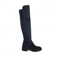 Bota para mujer con media cremallera en gamuza y gamuza elastica azul tacon 3 - Tallas disponibles:  33, 34, 35, 42, 44, 45, 46