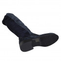Woman's boot with half zipper in blue suede and elastic suede heel 3 - Available sizes:  33, 34, 35, 42, 44, 45, 46