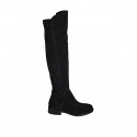Bota para mujer con media cremallera en gamuza y gamuza elastica negra tacon 3 - Tallas disponibles:  33
