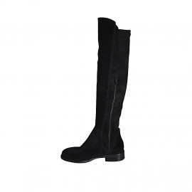 Bota para mujer con media cremallera en gamuza y gamuza elastica negra tacon 3 - Tallas disponibles:  33 2