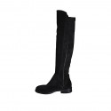 Woman's boot with half zipper in black suede and elastic suede heel 3 - Available sizes:  33