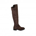 Stivale da donna con mezza cerniera in camoscio ed elasticizzato camoscio marrone tacco 3 - Misure disponibili: 33, 35, 46, 47