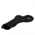 Three-quarter lace-up women's boot with zipper in black leather heel 4 - Available sizes:  32, 35, 44, 45