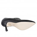 Woman's pointy highfronted shoe in black leather with zipper heel 7 - Available sizes:  32, 35, 42, 44, 46