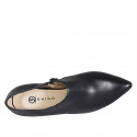 Zapato alto a punta para mujer en piel negra con cremellera tacon 7 - Tallas disponibles:  32, 35, 42, 44, 46