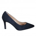 Woman's pointy pump in blue suede heel 7 - Available sizes:  31, 32, 33, 34, 35, 43, 44, 45