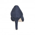 Woman's pointy pump in blue suede heel 7 - Available sizes:  31, 32, 33, 34, 35, 43, 44, 45