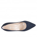 Zapato de salon puntiagudo para mujer en gamuza azul tacon 7 - Tallas disponibles:  31, 32, 33, 34, 35, 43, 44, 45