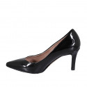 Escarpin à bout pointu pour femmes en cuir verni noir avec talon 7 - Pointures disponibles:  32, 33, 42, 43