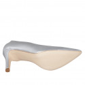 ﻿Escarpin à bout pointu pour femmes en cuir lamé argent talon 7 - Pointures disponibles:  32, 33, 34, 35, 42, 44, 45