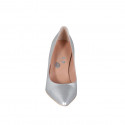 Décolleté a punta da donna in pelle laminata argento tacco 7 - Misure disponibili: 31, 35, 42, 44, 45