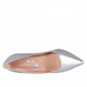 Zapato de salón puntiagudo para mujer en piel laminada plateada tacon 7 - Tallas disponibles:  32, 33, 34, 35, 42, 44, 45
