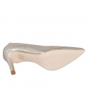 Decolté a punta da donna in pelle laminata platino tacco 7 - Misure disponibili: 31, 42, 43, 44, 45