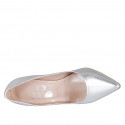 ﻿Zapato de salon puntiagudo para mujer en piel laminada plateada tacon 10 - Tallas disponibles:  31, 32, 33, 34, 35, 42, 43, 44, 45