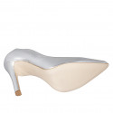 ﻿Woman's pointy pump in silver laminated leather heel 10 - Available sizes:  31, 32, 33, 34, 35, 42, 43, 44, 45