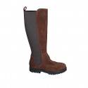 Botte pour femmes en daim marron avec bande élastique à l’arrière talòn 3 - Pointures disponibles:  32, 33, 34, 35, 42, 47