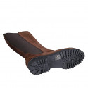 Bota para mujer en gamuza marrón con banda elástica trasera tacon 3 - Tallas disponibles:  32, 33, 34, 35, 42, 47