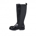 Botte pour femmes en cuir noir avec bande élastique à l’arrière talòn 3 - Pointures disponibles:  32, 33, 34, 35, 42, 43, 44, 45