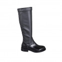 Bota para mujer en material elastico y piel negra tacon 3 - Tallas disponibles:  33, 34, 42, 43, 44, 47