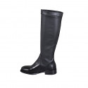Stivale da donna in pelle ed elasticizzato nero tacco 3 - Misure disponibili: 33, 34, 42, 43, 44, 47