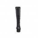 Woman's boot in black leather and elastic material heel 3 - Available sizes:  33, 34, 42, 43, 44, 47
