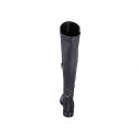 Woman's knee-high boot in black leather and elastic fabric with half zipper heel 3 - Available sizes:  33, 35, 42, 47