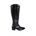 Stivale texano da donna con mezza cerniera in pelle nera tacco 4 - Misure disponibili: 32, 33, 35, 46