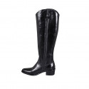 Botte texan pour femmes avec demi fermeture éclair en cuir noir talon 4 - Pointures disponibles:  32, 33, 35, 46