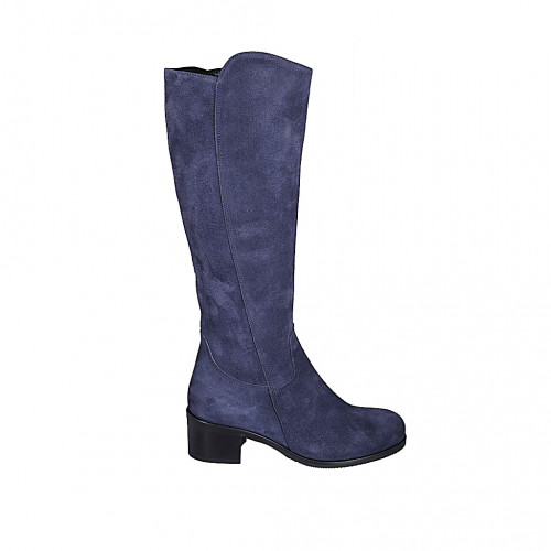 Woman's boot in blue suede with...