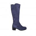 Stivale da donna con cerniera in camoscio blu tacco 5 - Misure disponibili: 32, 33, 42, 43, 44, 45, 46