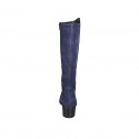 Bota para mujer en gamuza azul con cremallera tacon 5 - Tallas disponibles:  32, 33, 42, 43, 44, 45, 46