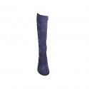 Woman's boot in blue suede with zipper heel 5 - Available sizes:  32, 33, 42, 43, 44, 45, 46