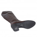 Bottes pour femmes avec fermeture éclair et bout rondu en cuir marron foncé talon 7 - Pointures disponibles:  32, 33, 35, 43