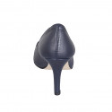 Pointy pump in blue leather heel 7 - Available sizes:  32, 33, 34, 35, 42, 43, 44
