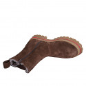 Botín para mujer con cremallera y elástico, forro en pelaje, suela AL.PI en gamuza marrón tacón 4 - Tallas disponibles:  35, 43, 44, 45