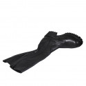 Woman's boot with zipper in black leather and elastic material heel 5 - Available sizes:  32, 33, 35, 42, 43, 44, 45
