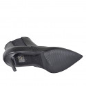 Stivaletto a punta da donna in pelle nera con elastico e cerniera tacco 7 - Misure disponibili: 32, 43, 44, 47