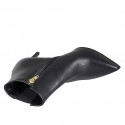 Stivaletto a punta da donna in pelle nera con elastico e cerniera tacco 7 - Misure disponibili: 32, 43, 44, 47