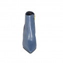 Stivaletto a punta da donna in pelle blu con elastico e cerniera tacco 7 - Misure disponibili: 42, 44