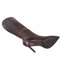Bota a punta para mujer en piel marron oscuro con cremallera tacon 10 - Tallas disponibles:  32, 33, 34, 35, 43