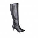 Bota a punta para mujer en piel negra con cremallera tacon 7 - Tallas disponibles:  35, 42, 43