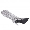 Botte pour femmes à bout pointu en cuir imprimé blanc et gris avec fermeture éclair talon 10 - Pointures disponibles:  32, 33, 34, 35, 42, 44