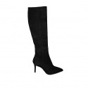 Woman's pointy boot in black suede with zipper heel 7 - Available sizes:  34, 35, 42