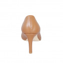 Decolté a punta da donna in pelle color cuoio con tacco 7 - Misure disponibili: 31, 32, 43, 45